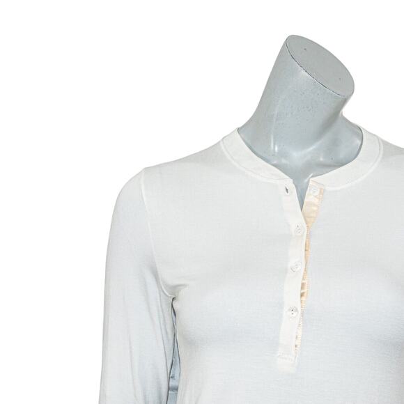 MAJESTIC FILATURES Women's Henely Blouse ivory beige size 3 - Picture 8 of 9